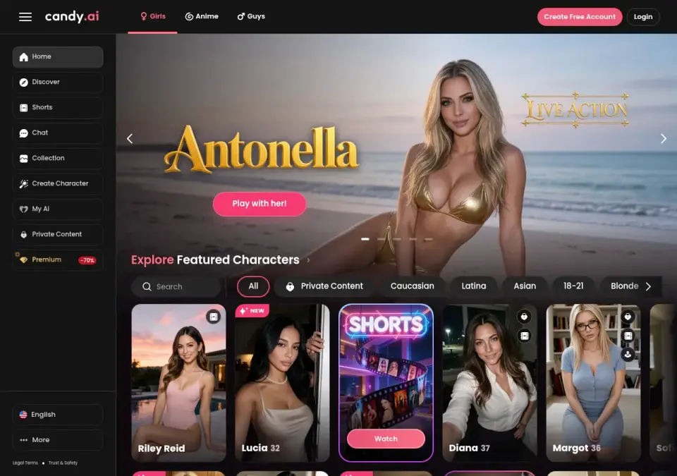 Screenshot of Candy AI website