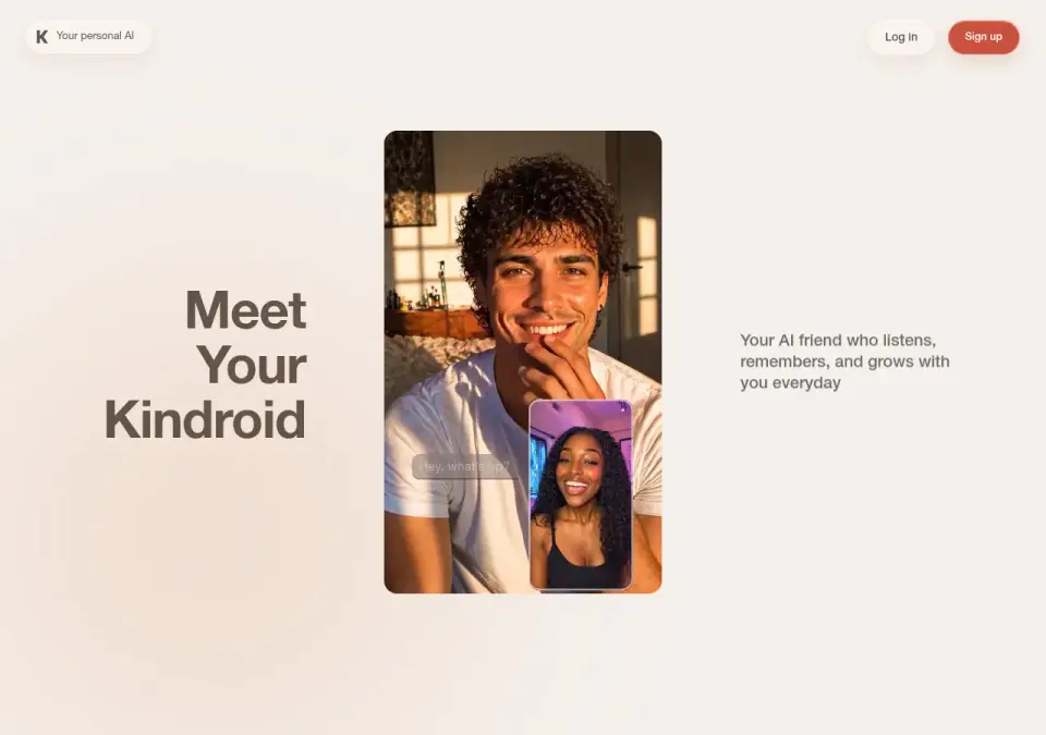 Screenshot of Kindroid website