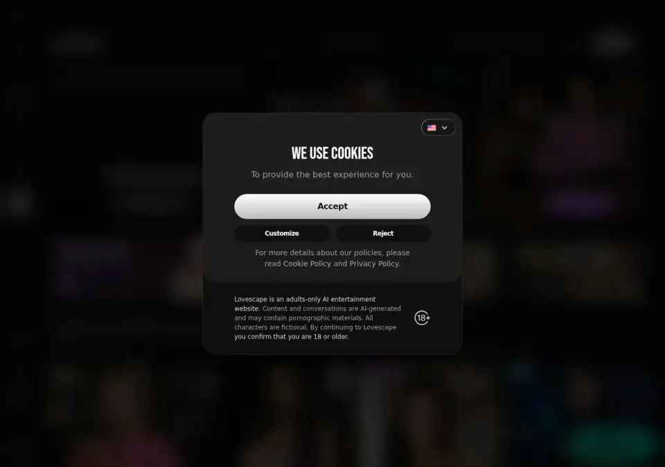 Screenshot of Lovescape website